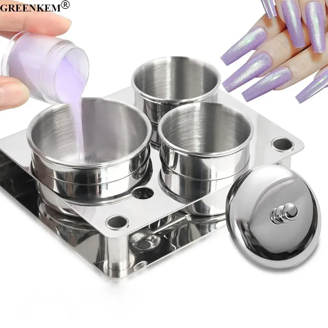 Ensemble de Coupelles Métal Inox 3 Pièces - Pour Liquide, Poudre et Nail Art