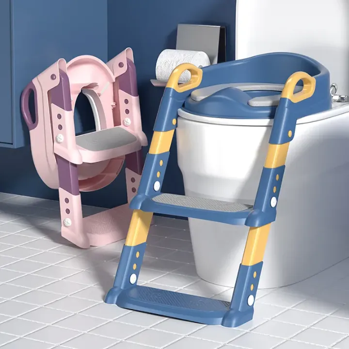 Réducteur WC Enfant avec Marche et Poignées – Siège Pliable Antidérapant pour Apprentissage de la Propreté