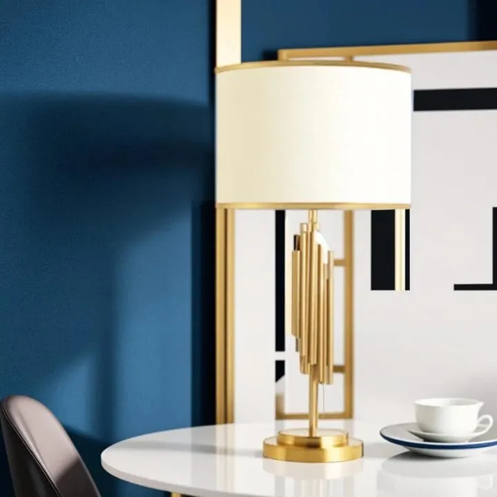 Lampe Dorée avec Abat-Jour Blanc – YF-253B