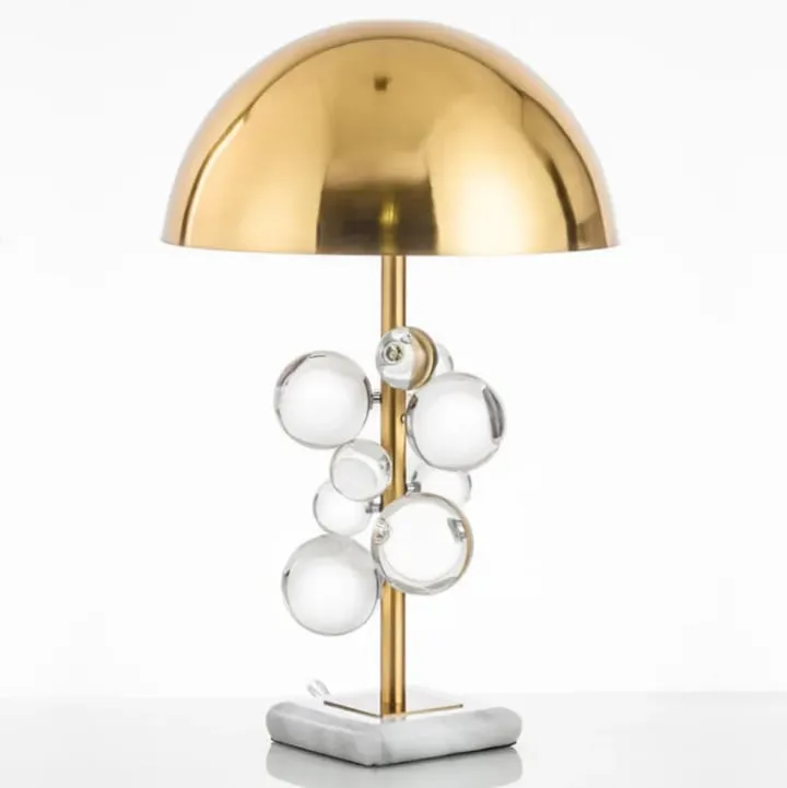 Lampe d’ambiance en cristal bulles et dôme doré (blancs)