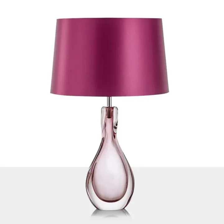 Lampe en cristal rose avec abat-jour violet