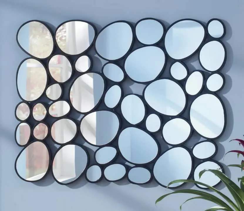 Miroir mural effet rondins de bois argentés