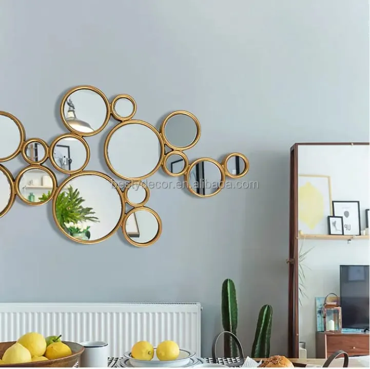Ensemble de miroirs ronds en métal doré