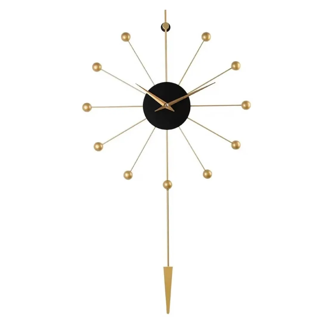Horloge Murale Design Soleil Doré avec Pendule