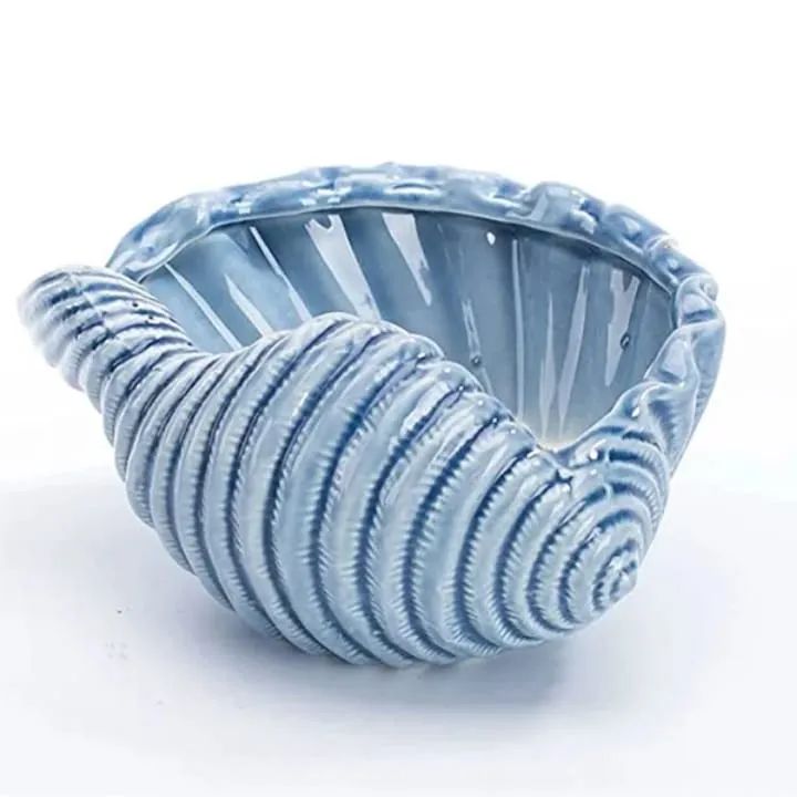 Pot Coquillage Bleu – Design Ondulé