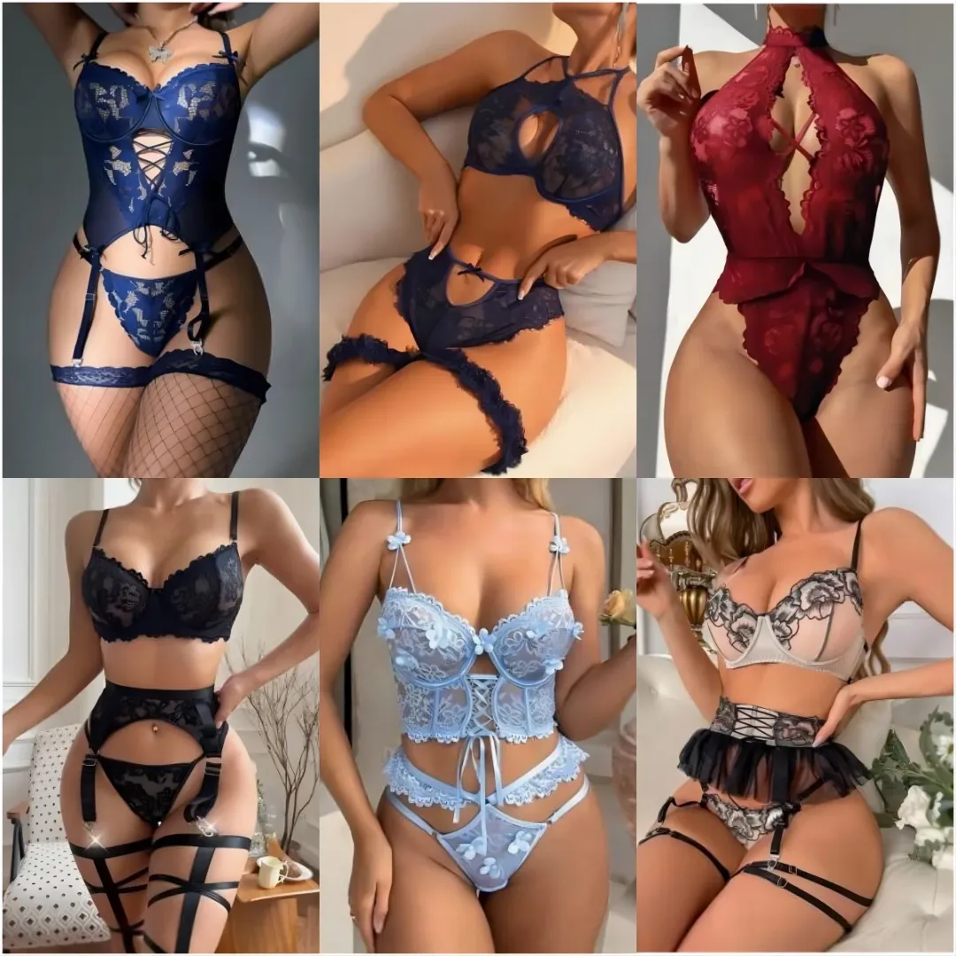 Lingerie Sexy Femme – Ensemble Dentelle, Body et Soutien-Gorge Fantaisie en Gros