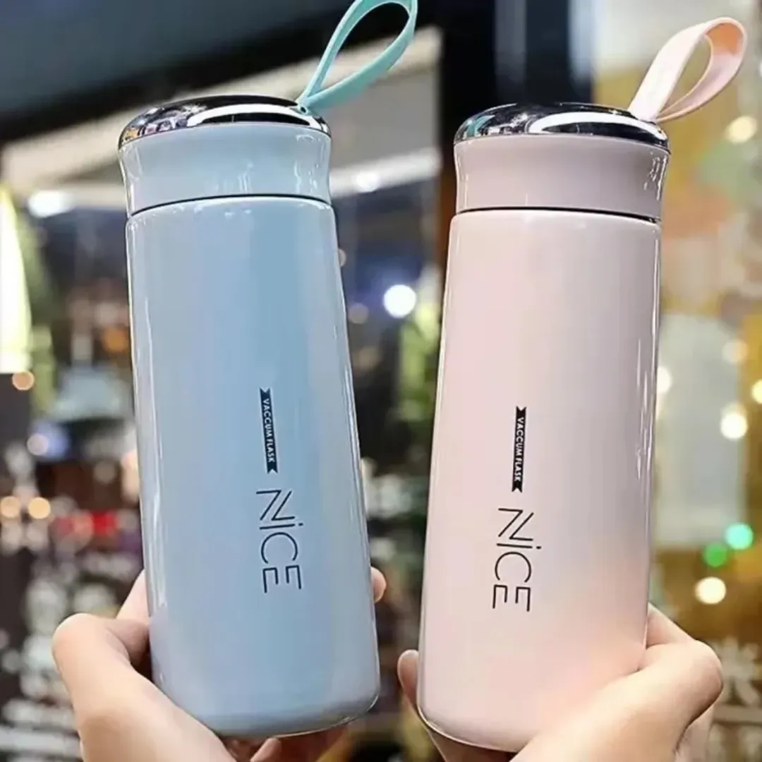 Bouteille d’eau isotherme en verre – Design élégant, transport facile, pour eau chaude ou froide, idéale sport & école