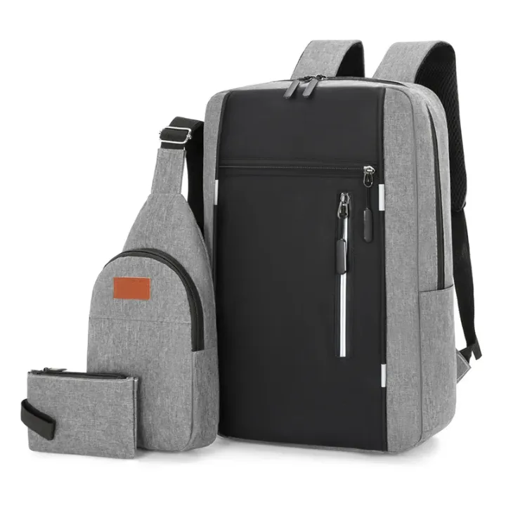 Pack de 3 Sacs Multifonctions – Sac à Dos Ordinateur, Bandoulière & Pochette – USB Intégré, Léger et Résistant