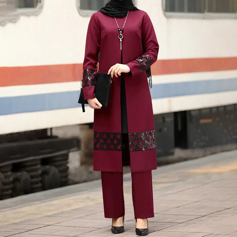 Ensemble Modeste Femme – Abaya Chic 2 Pièces, Style Moyen-Orient