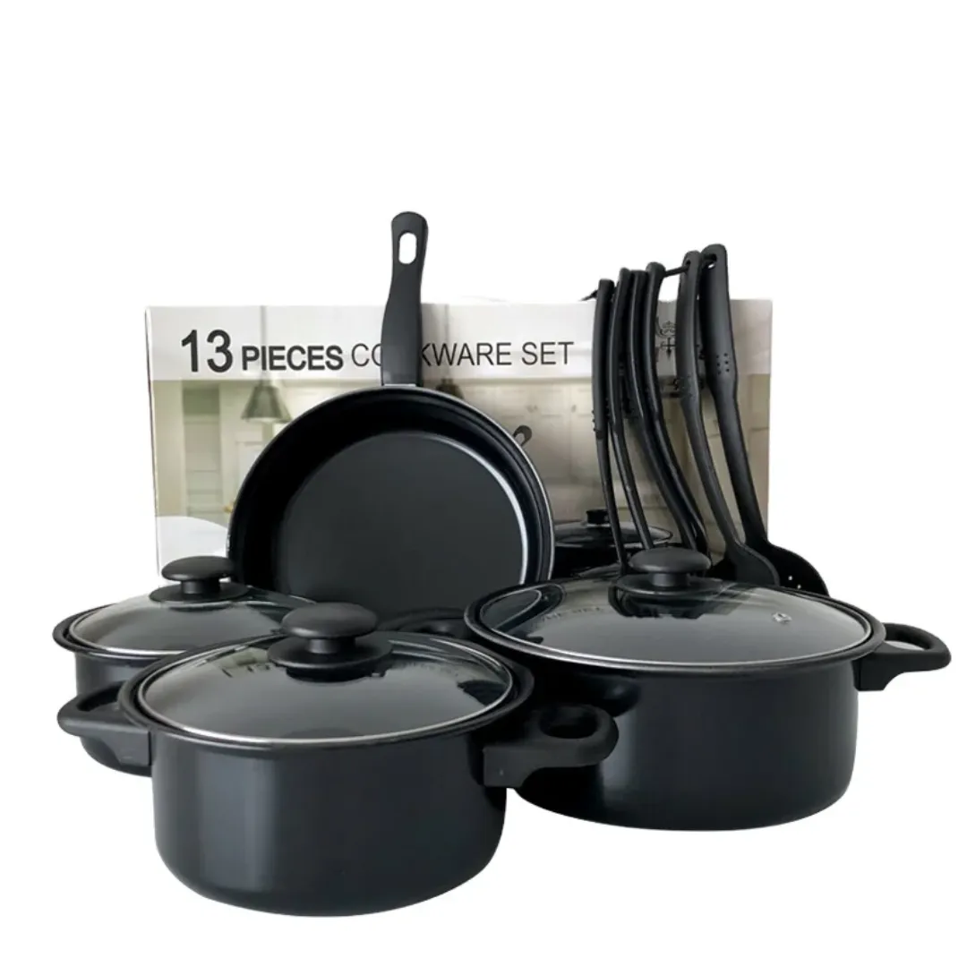 Batterie de Cuisine 13 Pièces – Casseroles et Poêles Antiadhésives avec Couvercles – Ensemble Complet Multifonction pour Tous Feux