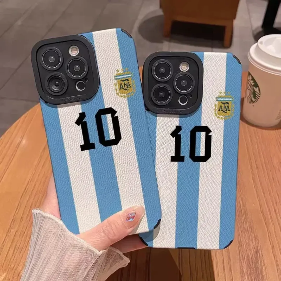 Coque iPhone Messi n°10 – Équipe d'Argentine | Étui Sport en Cuir PU