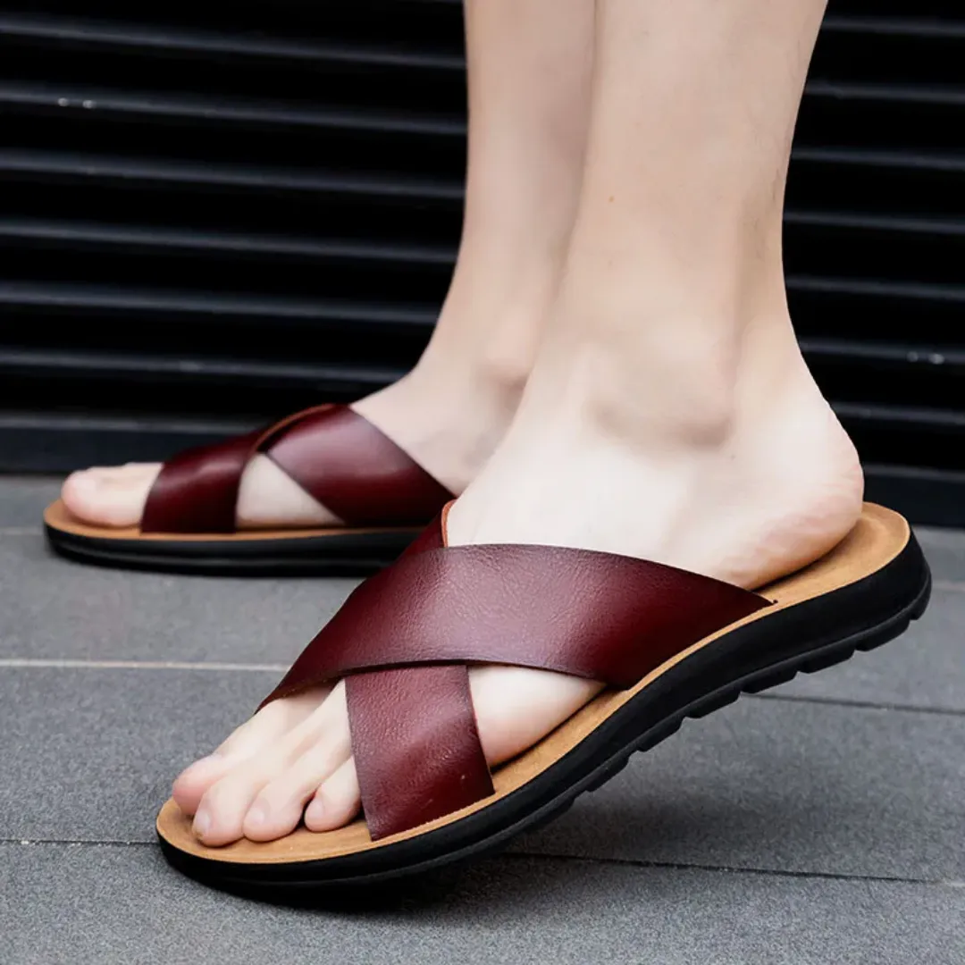 Sandales Homme à Brides Croisées – Claquettes Blanches Élégantes et Confortables