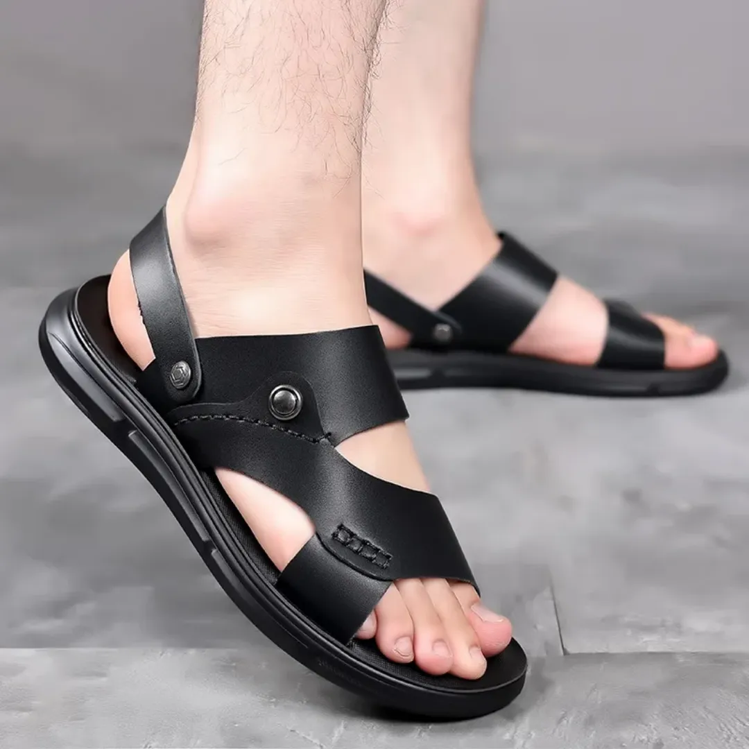 Sandales Homme Noires avec Bride Arrière – Design Croisé Confortable et Résistant