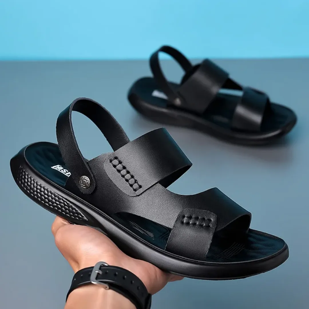 Sandale Homme Marron avec Bride Arrière – Chaussure Ouverte en Similicuir Résistant et Confortable