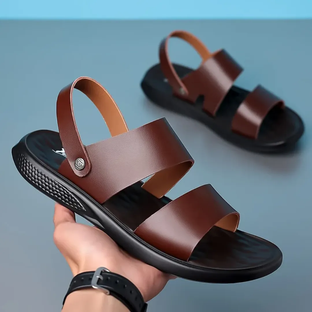 Sandales Homme Marron à Brides Larges – Modèle Minimaliste avec Bride Arrière et Semelle Confort
