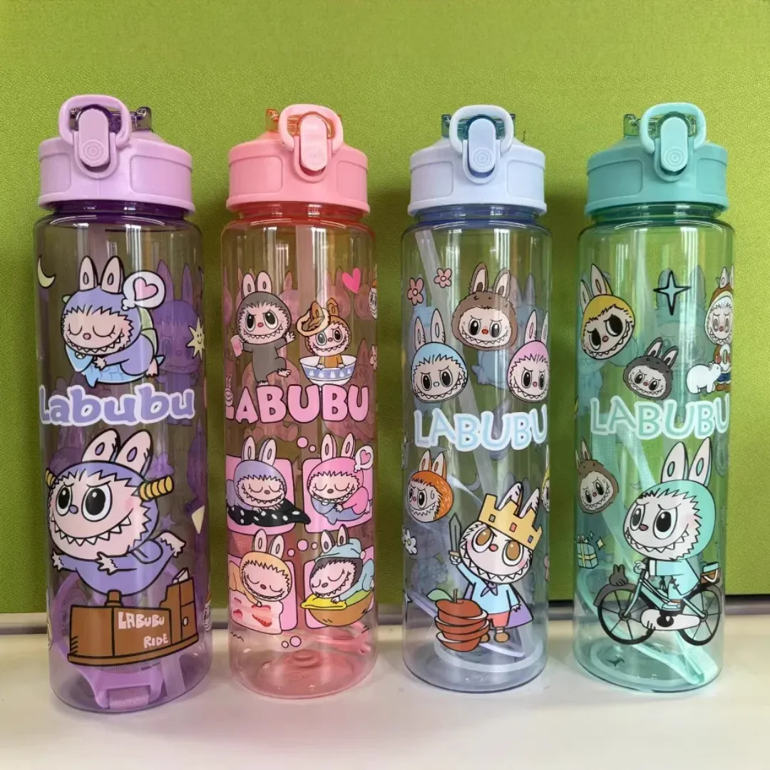 Bouteille Enfant Labubu 750ml Avec Paille – Étanche, BPA Free – Idéale École, Sport et Voyage