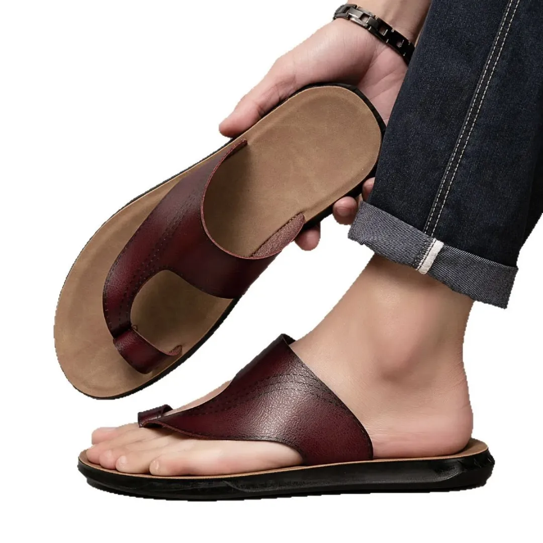Sandales Homme Classiques – Modèle Traditionnel en Similicuir avec Boucle d’Orteil et Semelle Confort