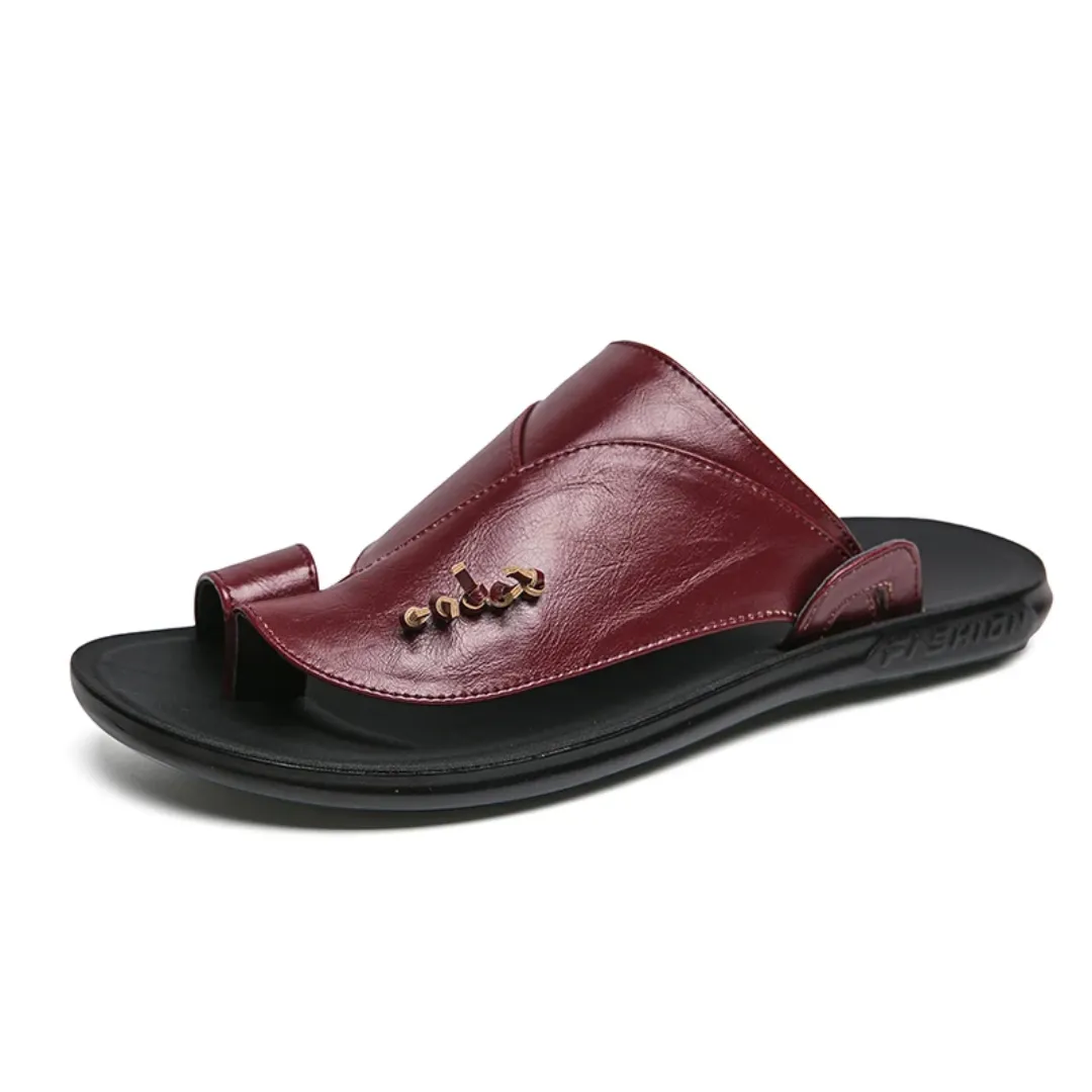Sandale Homme Luxe Bordeaux – Design Oriental avec Boucle d’Orteil et Semelle Confortable