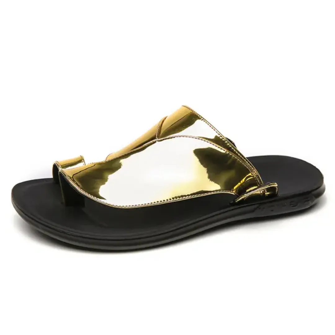Sandales Homme Or Miroir – Élégance et Brillance au Quotidien