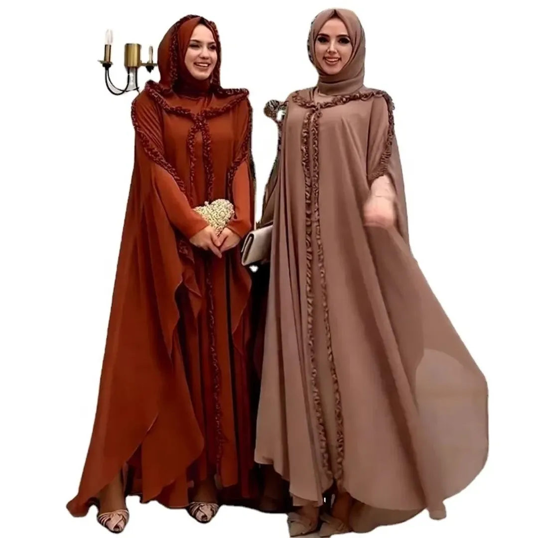 Abaya Chic à Capuche & Détails Froncés – Tissu Fluide & Léger, Style Élégant pour Femme Musulmane