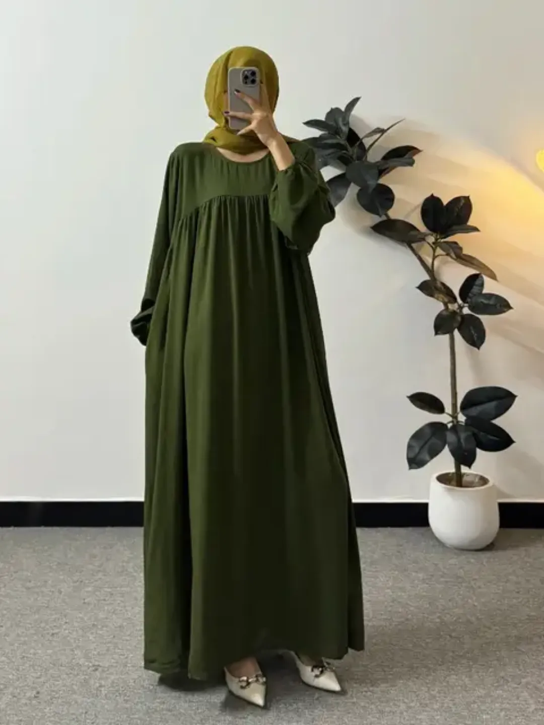 Robe Longue Modeste Décontractée en Coton Fluide
