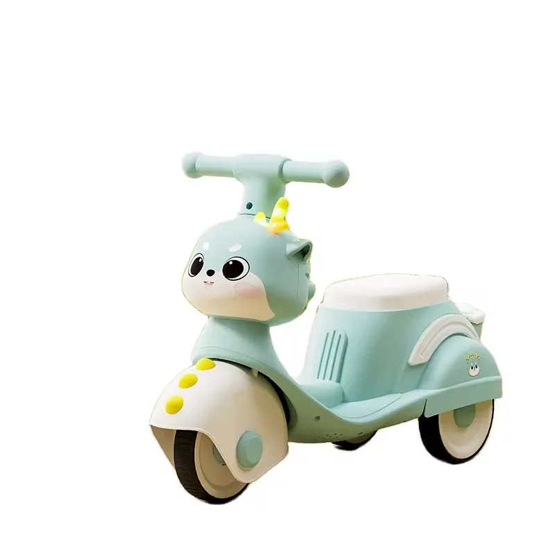 Moto Porteur Enfant – Modèle Cerf Bleu Pastel avec Lumières LED