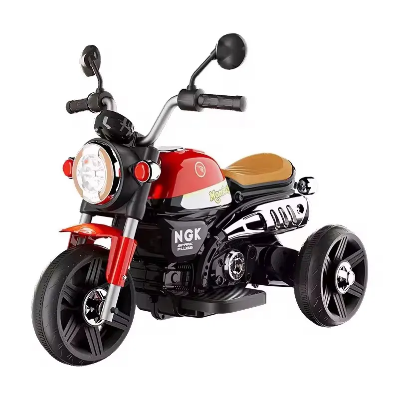 Moto Électrique pour Enfants à Trois Roues – Design Vintage avec Phare LED et Sons Réalistes