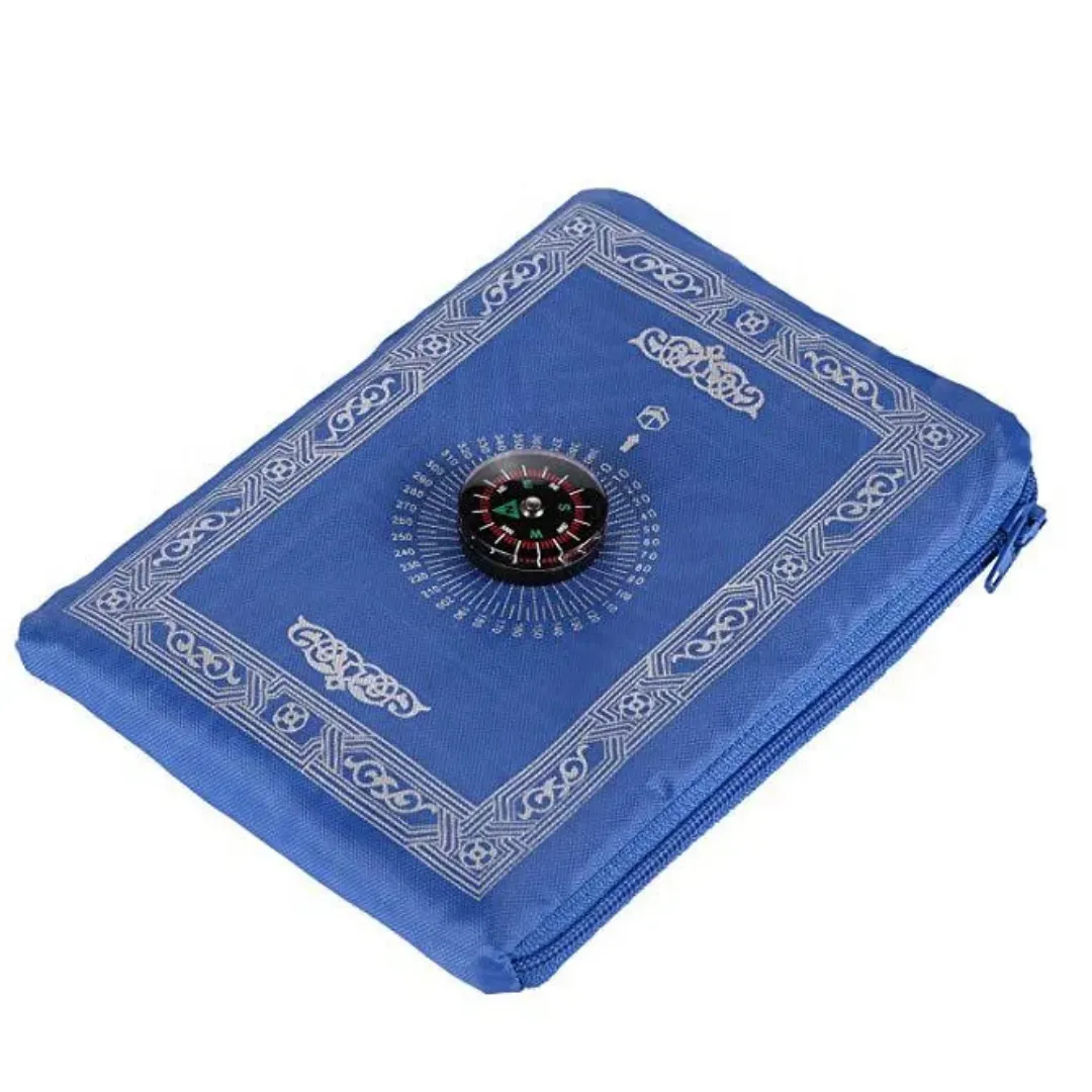 Tapis de Prière de Voyage avec Boussole Intégrée – Pliable et Compact