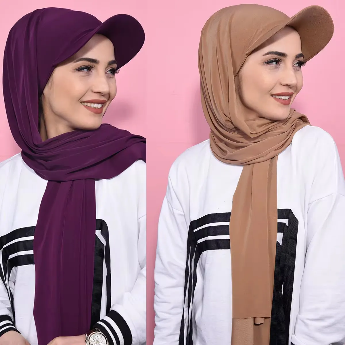 Hijab Sport Femme avec Casquette Intégrée – Écharpe Jersey Moderne et Respirante