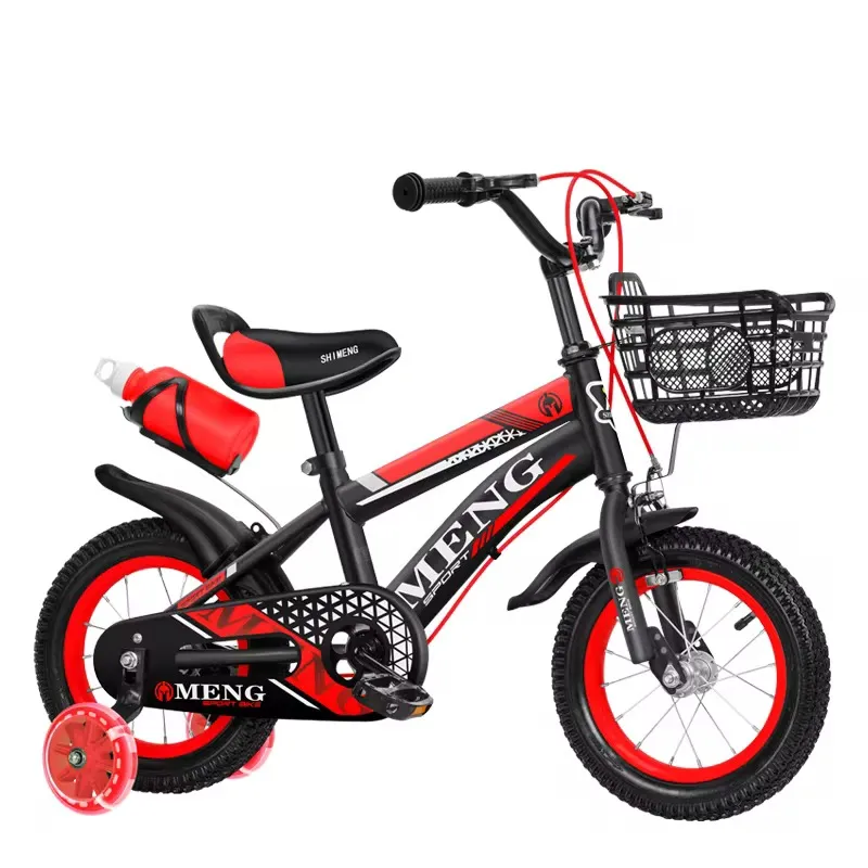 🚲 Vélo Enfant 12 à 20 pouces – Modèle MENG avec 4 Roues, Panier et Gourde – Pour Garçons 2 à 8 Ans