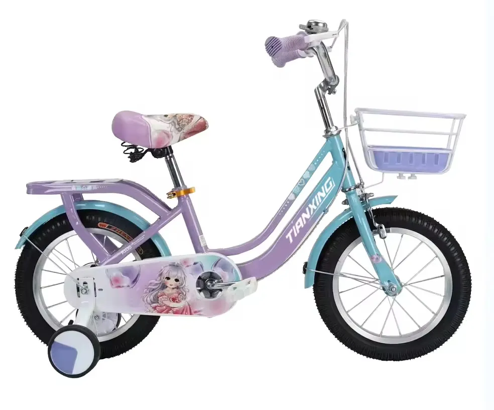 🚲 Vélo Fille 3 à 8 ans – Modèle TIANKING avec Roues d’Équilibre, Panier Avant et Décor Poupée – 16 à 18 pouces