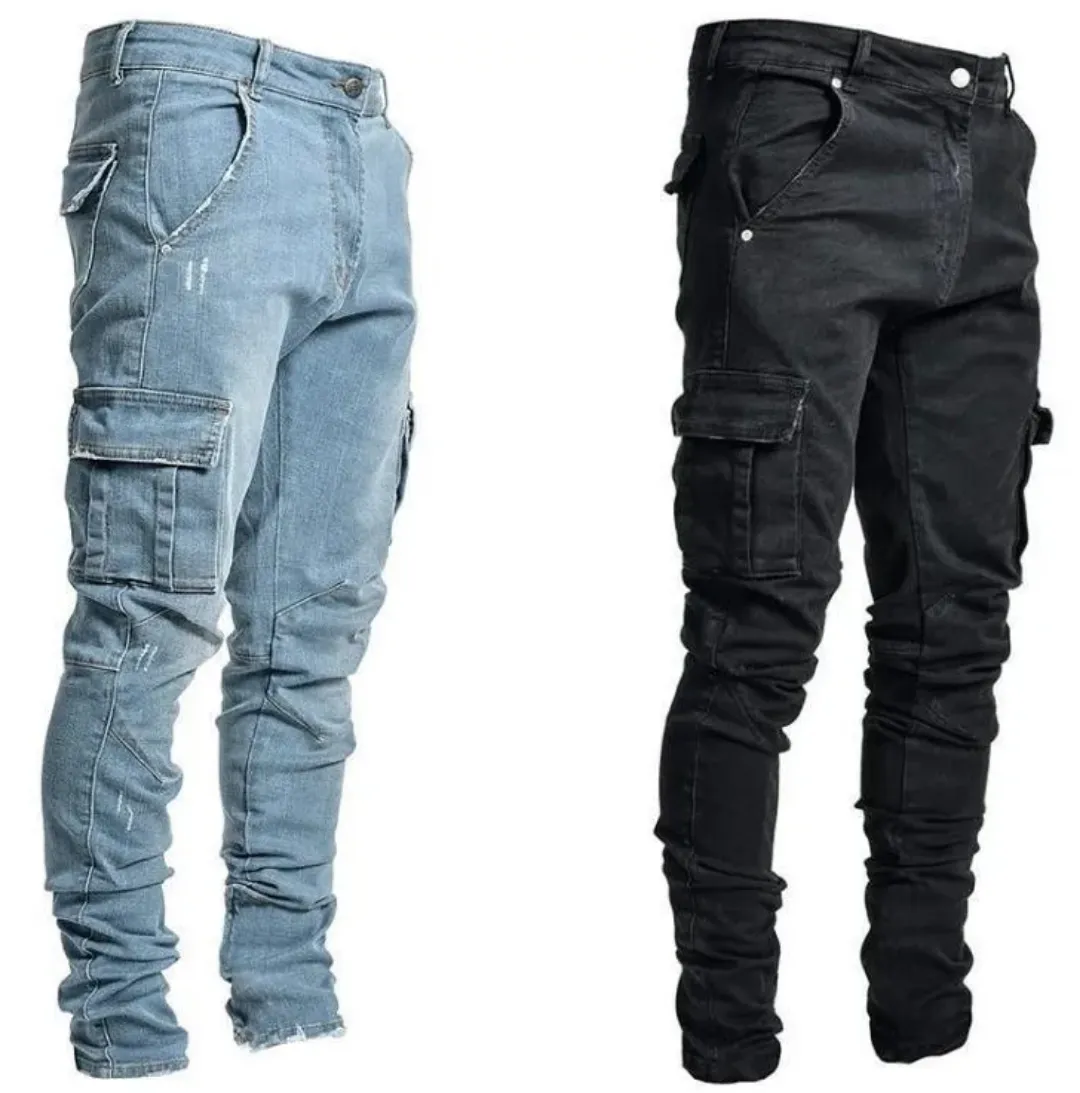 Jean Cargo Slim Fit Homme – Poches Multiples
