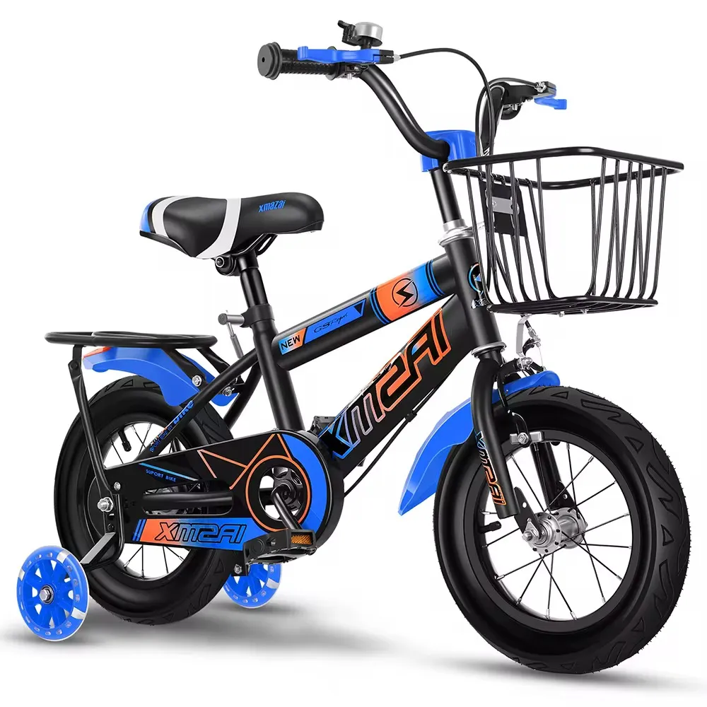Vélo Enfant 12 à 18 Pouces – Cadre Acier Carbone, Roues Stabilisatrices, Panier et Sonnette – Garçons et Filles