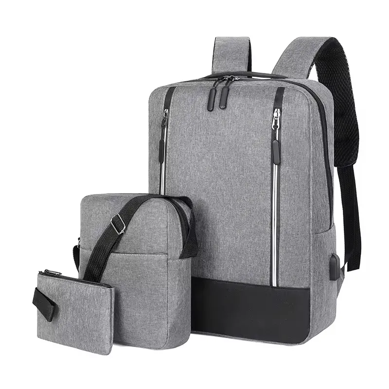 Ensemble 3-en-1 Sac à Dos Ordinateur – Sacoche, Pochette et Sac à Dos en Tissu Oxford Résistant