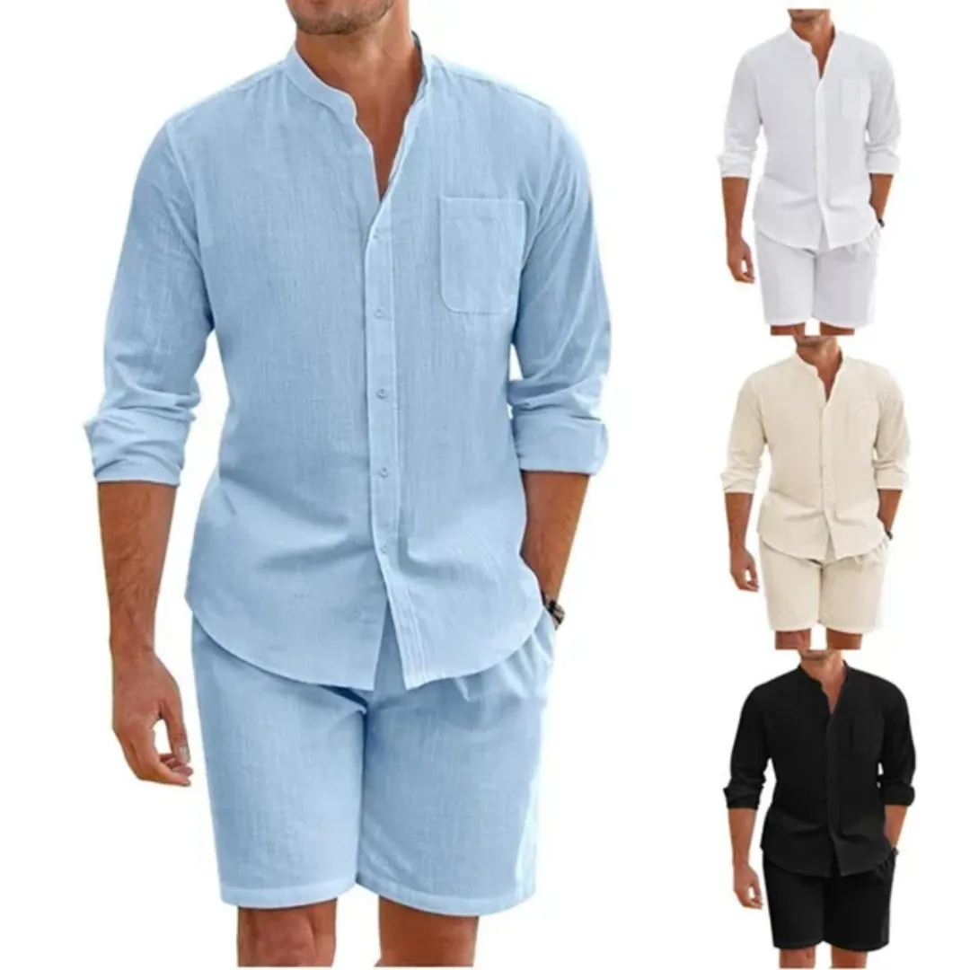 Ensemble Chemise et Short Homme – Style Décontracté Lin Coton