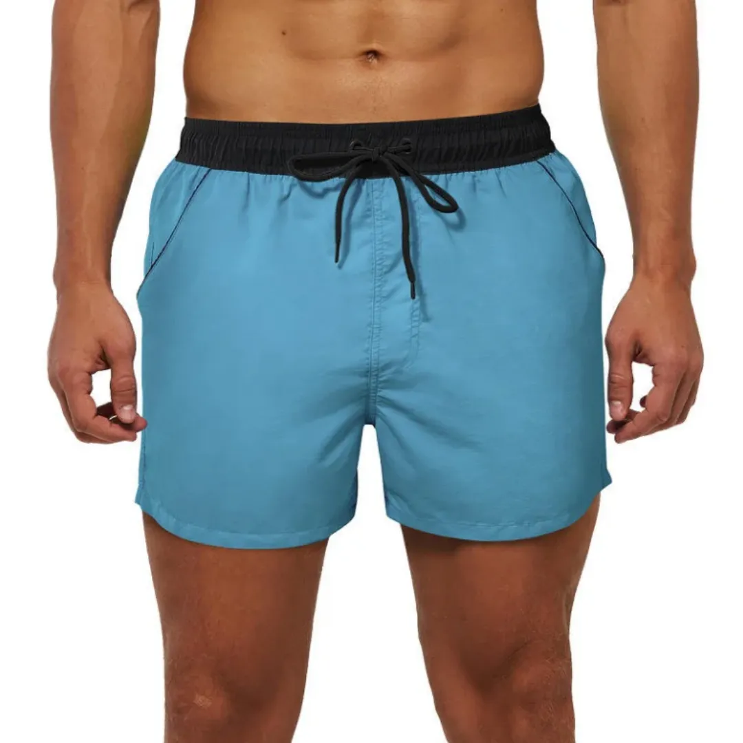 Short de Bain Homme – Uni Bleu Ciel avec Cordon Noir
