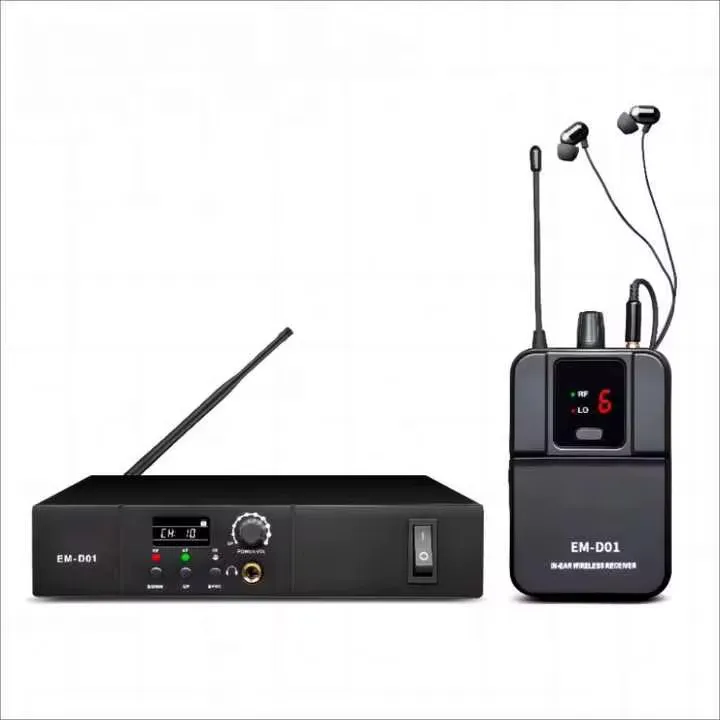 Système de Retour Audio In-Ear Sans Fil – 16 Canaux, Haute Fréquence avec Écran LCD