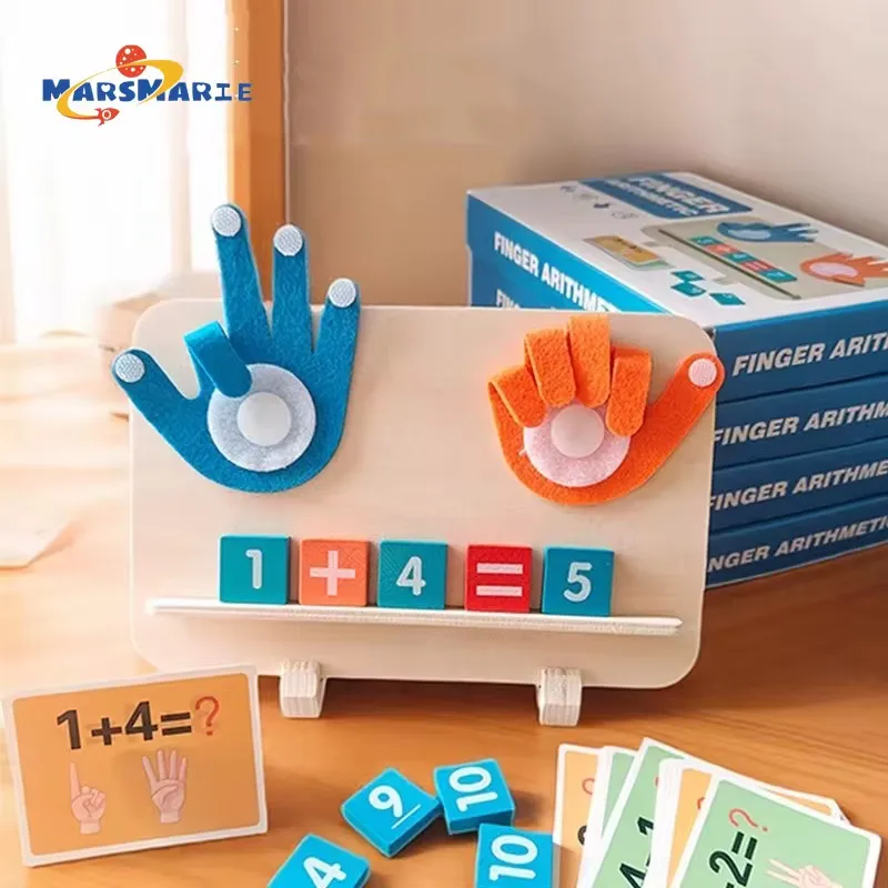 Jouet Montessori Mathématique – Jeu de Comptage avec Doigts et Blocs Numériques, Apprentissage Ludique des Additions