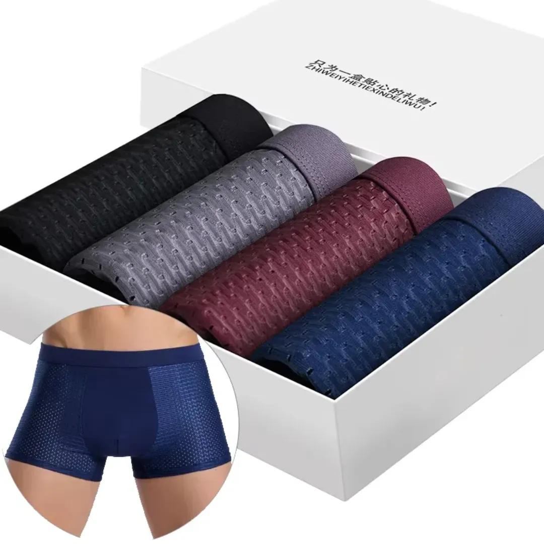 Boxers Homme Ultra-Doux Respirants – Tissu Glace Maillé, Anti-Bactérien, Séchage Rapide, Confort Mi-Taille
