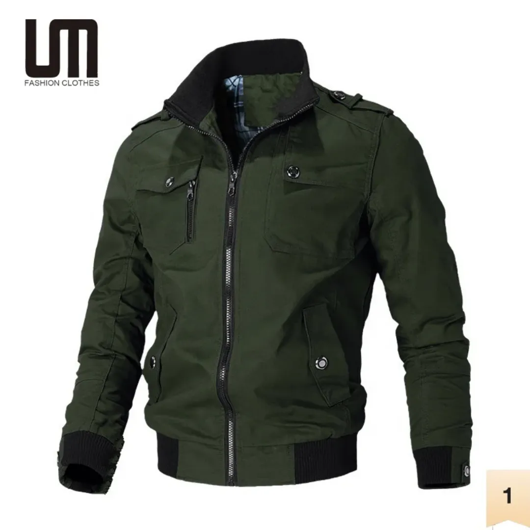 Blouson Militaire Homme Vert Armée – Style Urbain et Décontracté
