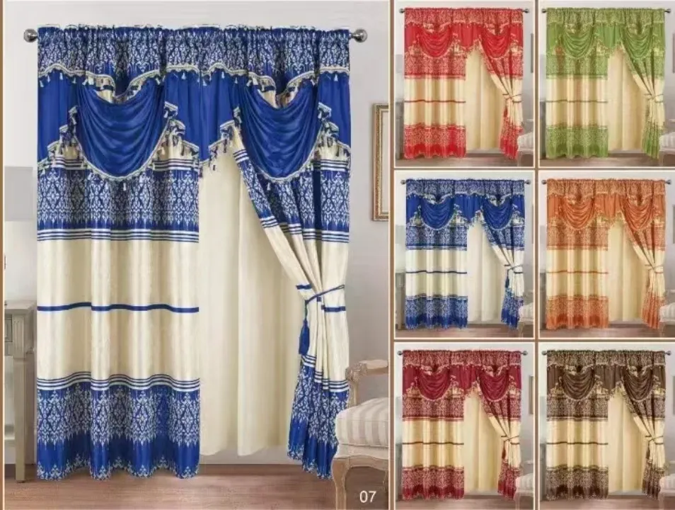 Rideaux Décoratifs Haut de Gamme avec Voilage – Style Royal à Franges Dorées