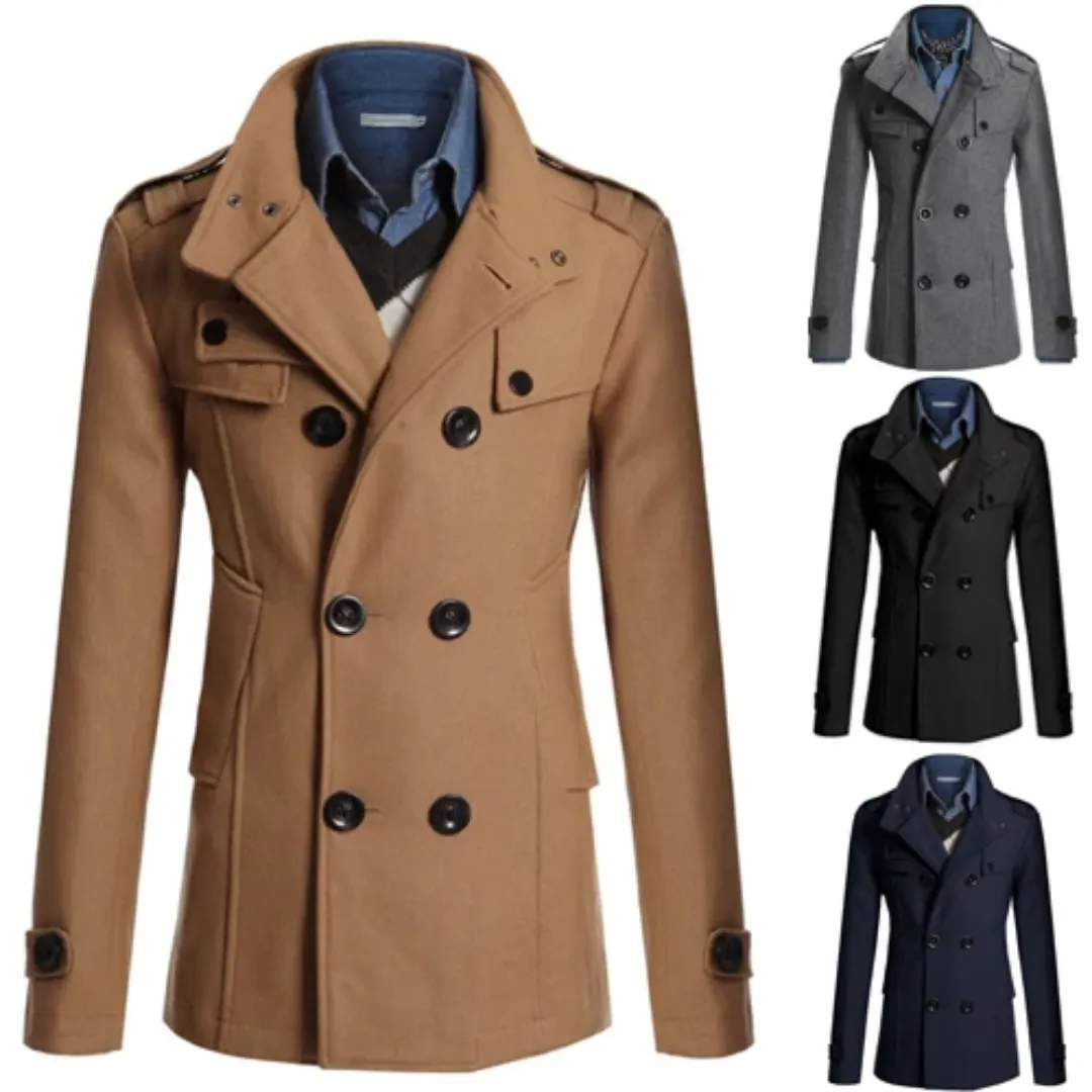 Manteau Peacoat Homme – Style Militaire Double Boutonnage