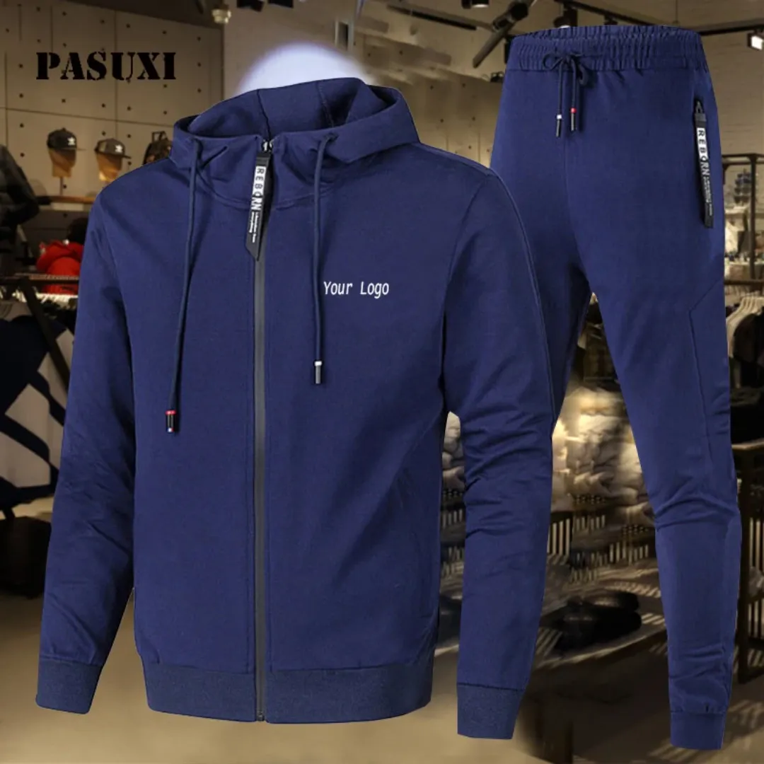 Survêtement Homme PASUXI Bleu Marine avec Capuche – Personnalisable