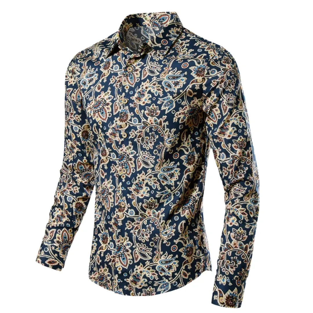 Chemise Homme Élégante à Motifs Floraux – Style Vintage Chic