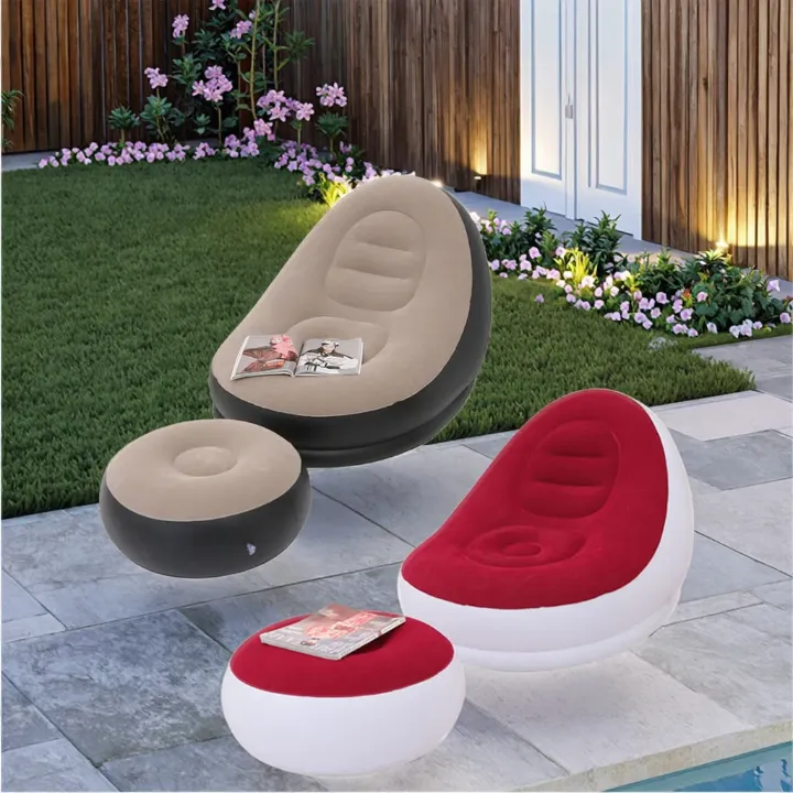 Fauteuil Gonflable avec Repose-Pieds – Design Ergonomique & Multicolore