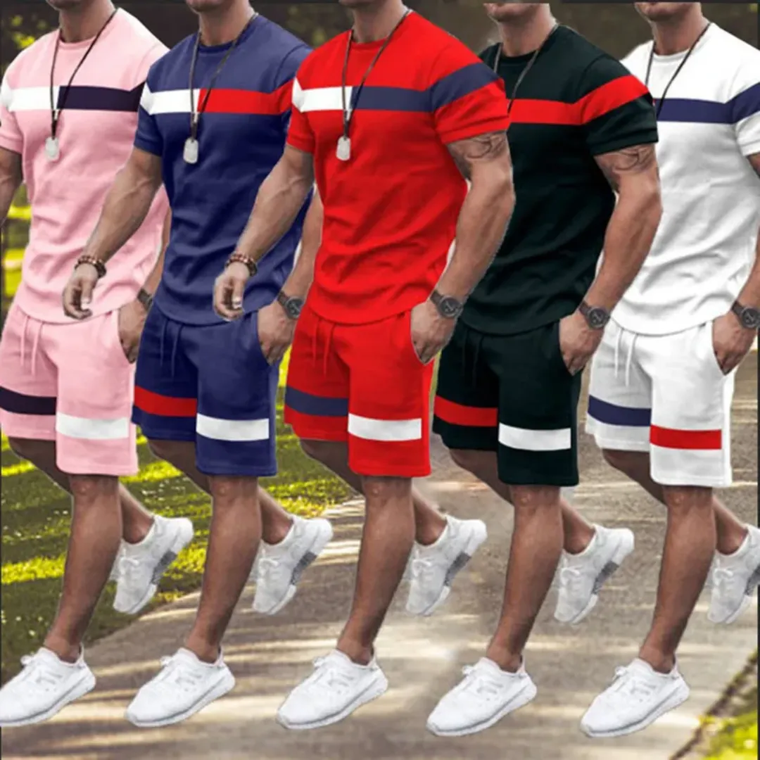 Ensemble T-shirt et Short Bicolore Homme – Style Sport Décontracté