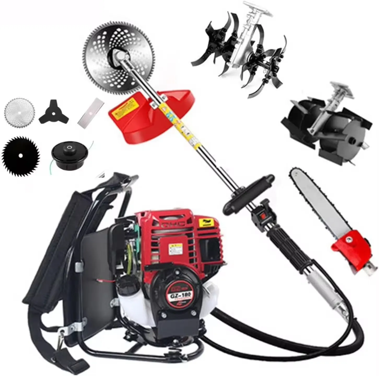 Débroussailleuse Thermique Multifonction 4-en-1 – 52cc, Démarrage Rapide, Poignée Ergonomique, Accessoires Inclu