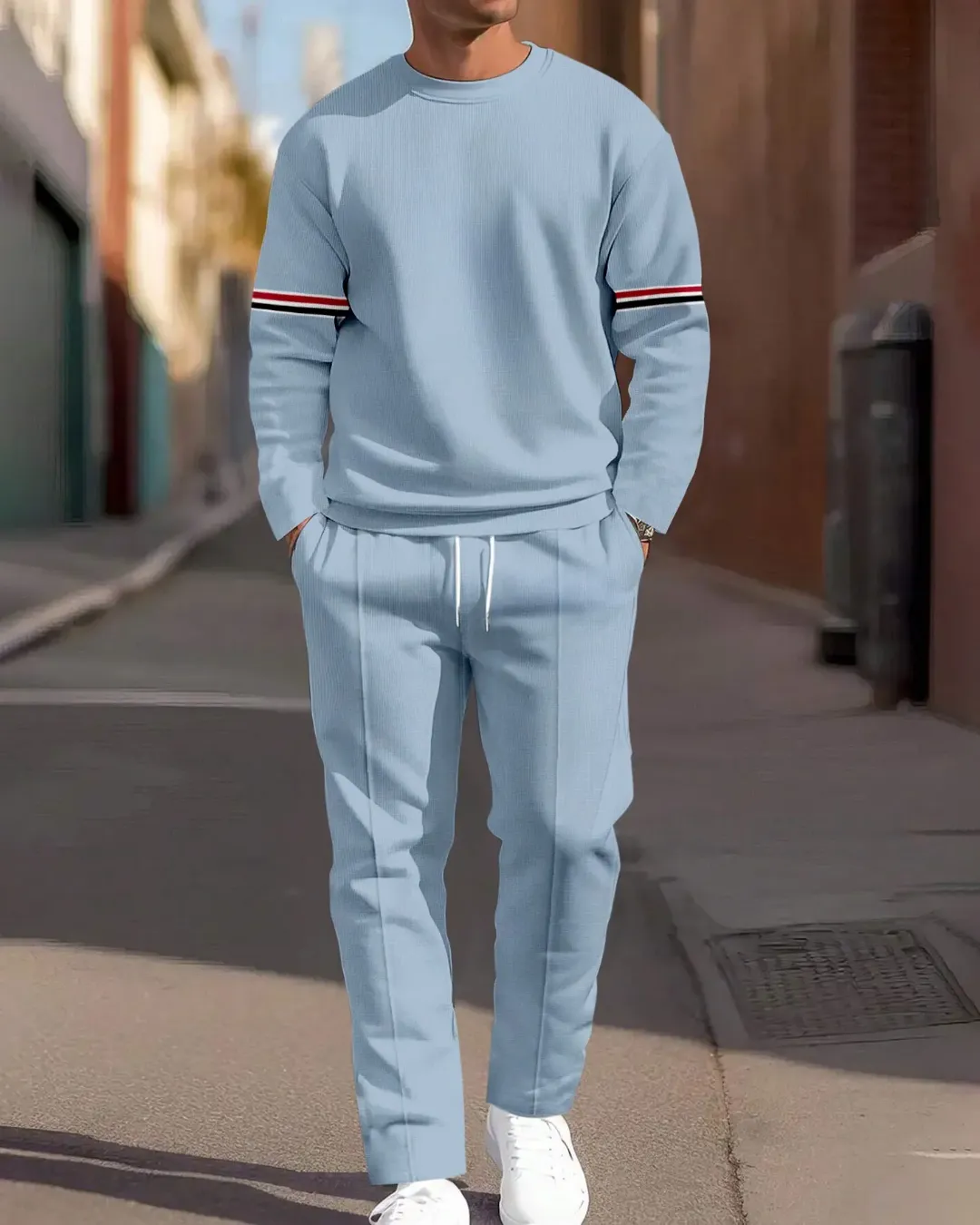 Ensemble Survêtement Homme Bleu Ciel – Style Élégant & Décontracté