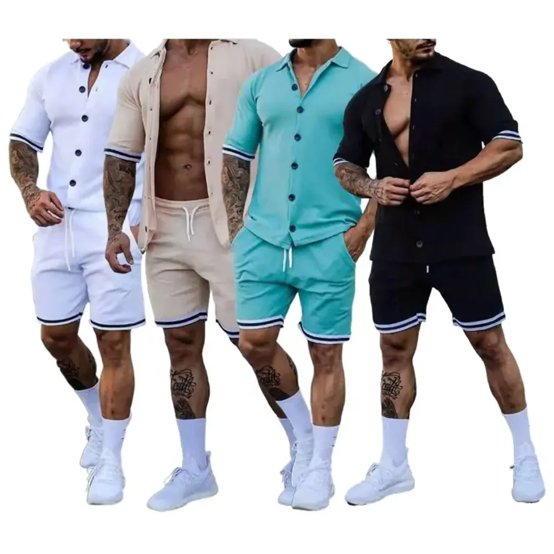 Ensemble Estival Homme 2 Pièces – Chemise Boutonnée & Short Sport