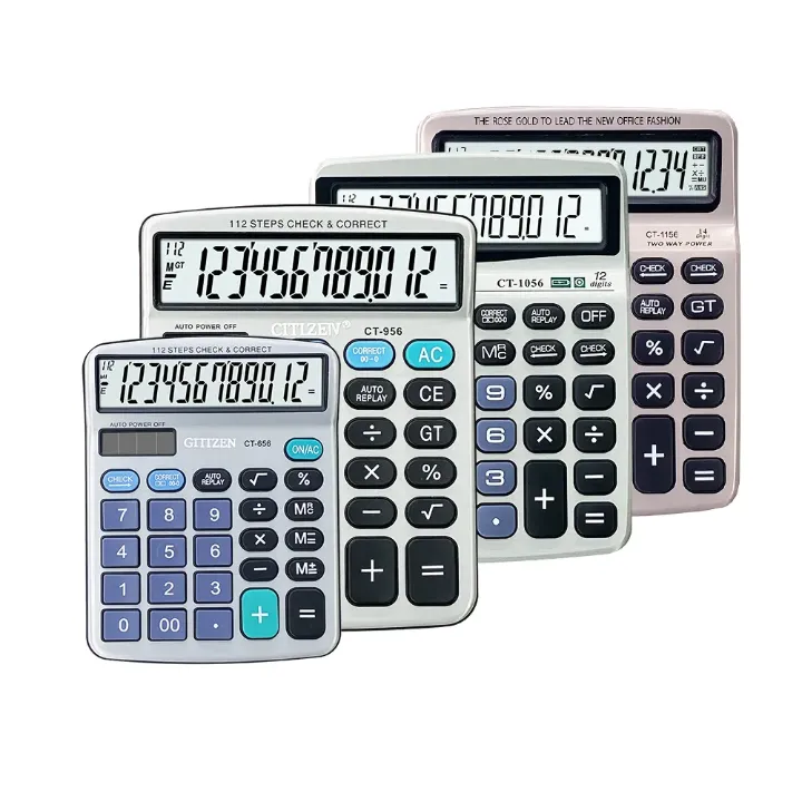 Calculatrice de Bureau à Grand Écran 12 Chiffres – Vérification & Correction 112 Étapes